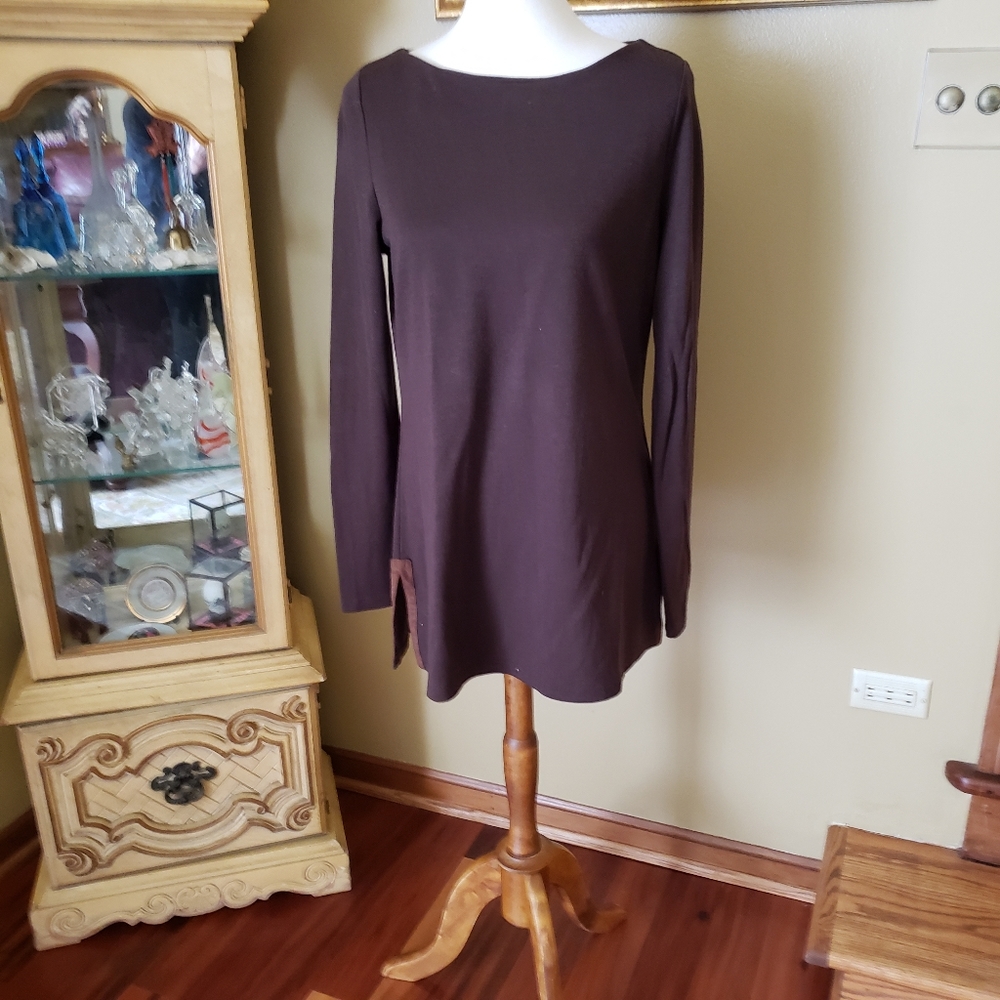 Lauren Ralph Lauren Pullover Top Faux Suede Trim - Picture 1 of 12